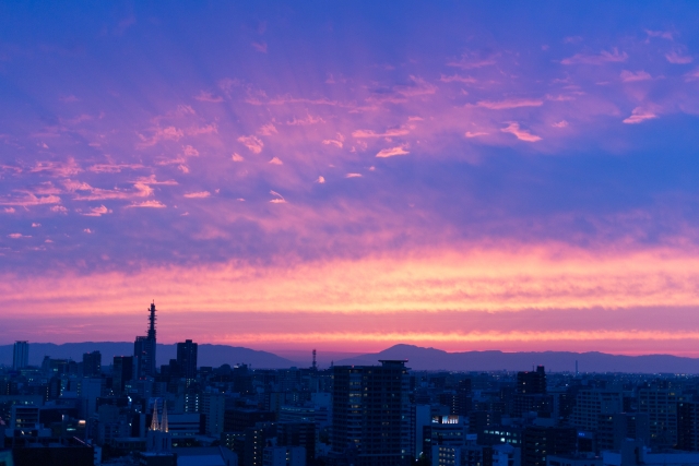 夕暮れの町並み